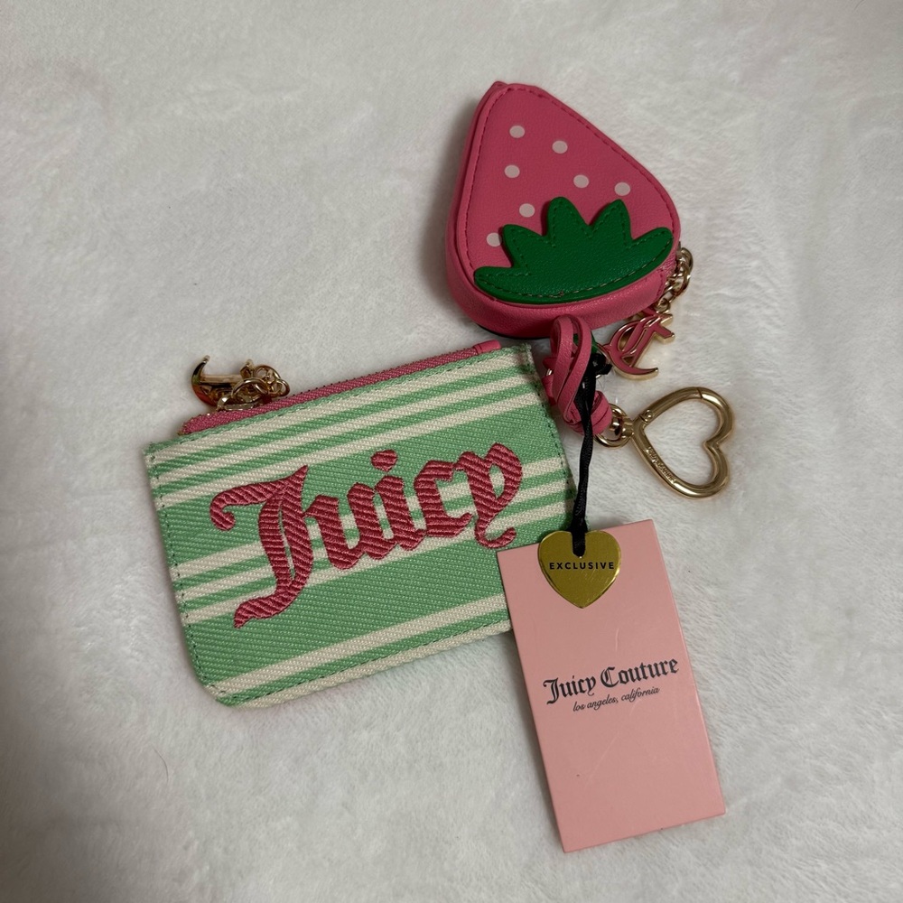 Juicy Couture Strawberry Coin Pouch Keychain Card Holder Y2K Coquette NWT